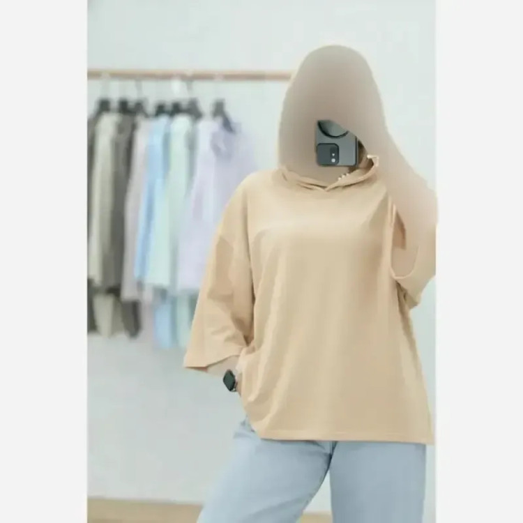 تیشرت کلاهدار پنبه سوپر فری سایز زنانه