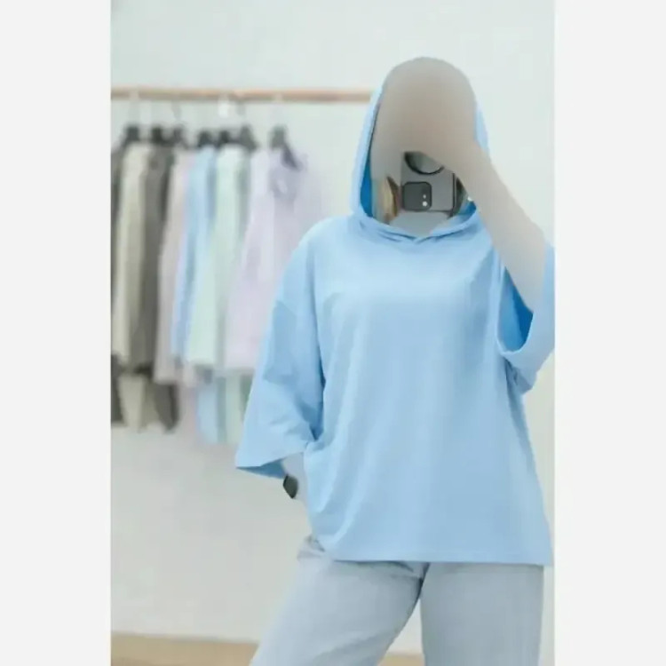 تیشرت کلاهدار پنبه سوپر فری سایز زنانه