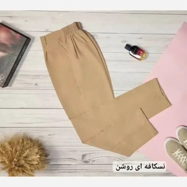 شلوار کرپ مام استایل پاکتی زنانه دابل گرم بالا سایز بزرگ