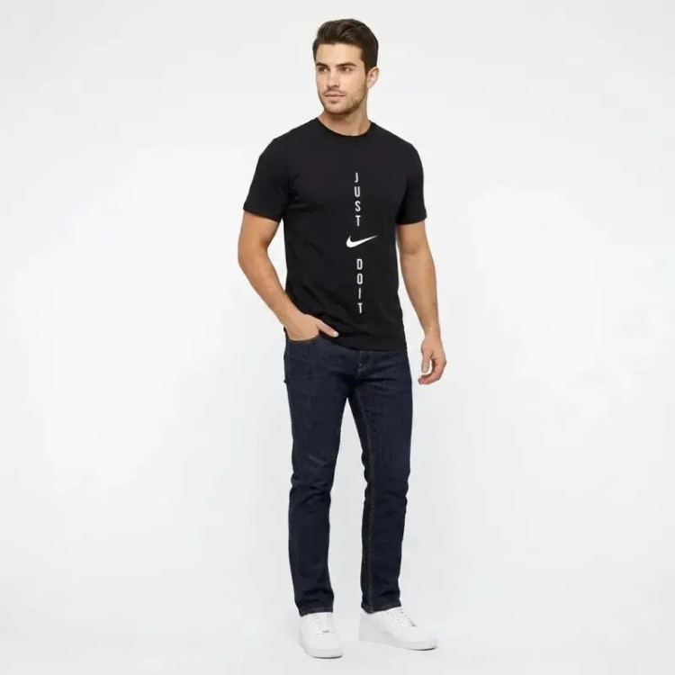 تیشرت یقه گرد مردانه طرح Just Do It مشکی نخ پنبه صد در صد مناسب ورزش و دورهمی